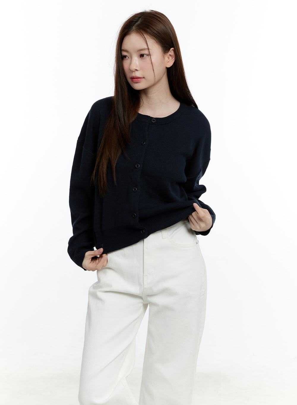 Classic Round Neck Long Sleeve Cardigan CM521