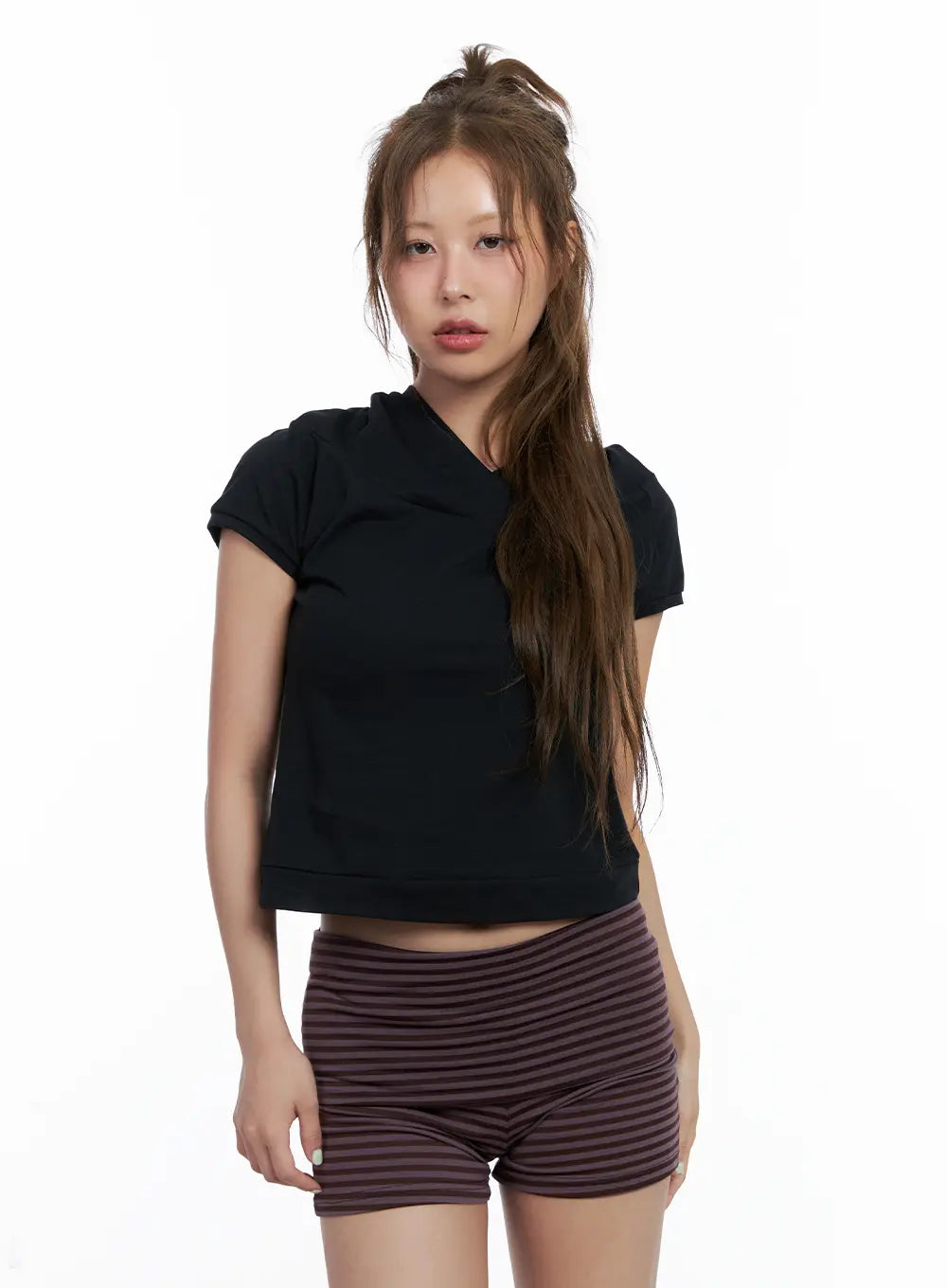 Black Short Sleeve Hoodie CL511