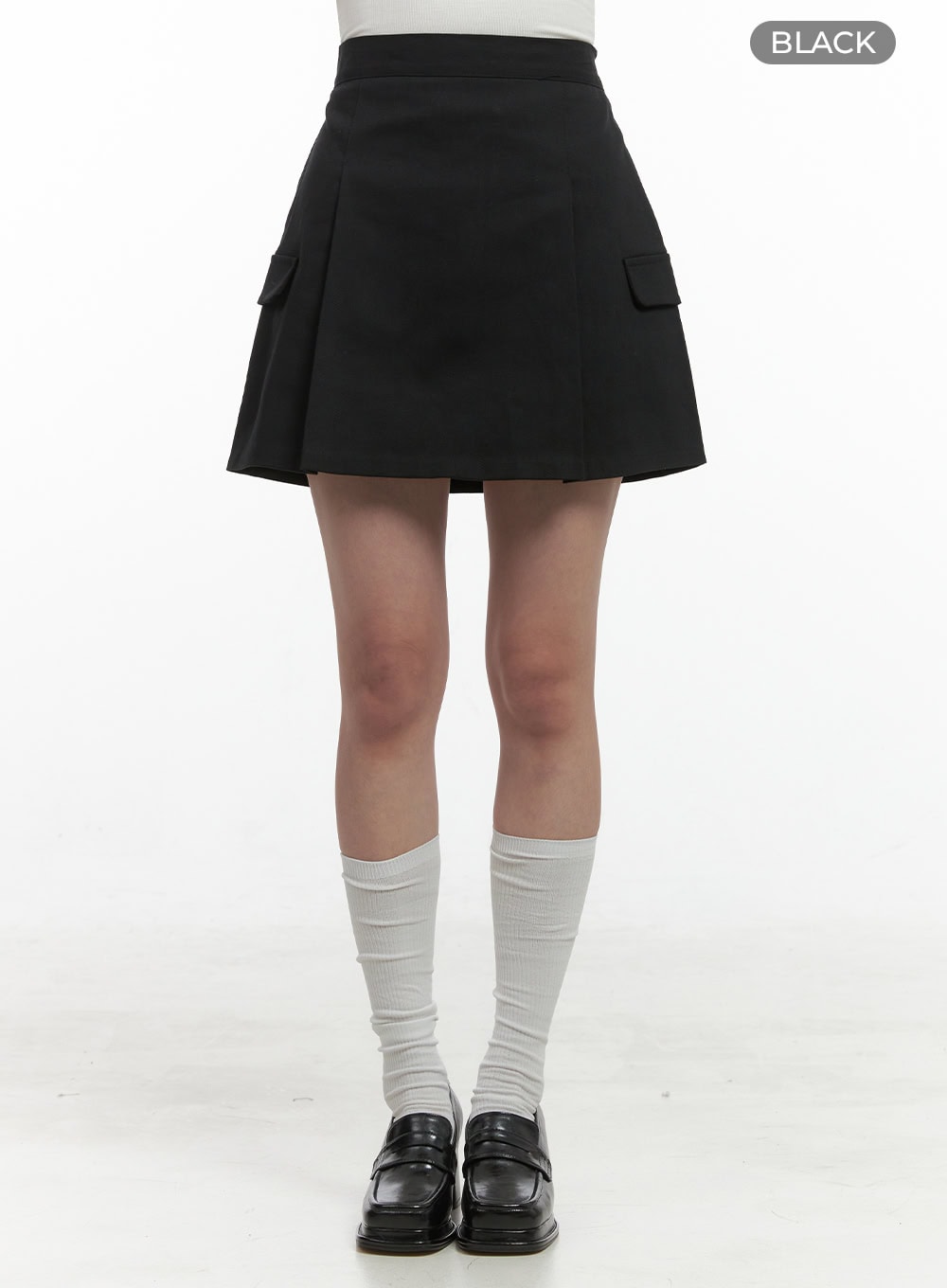Elegant Solid Mini Skirt with Pockets OS416
