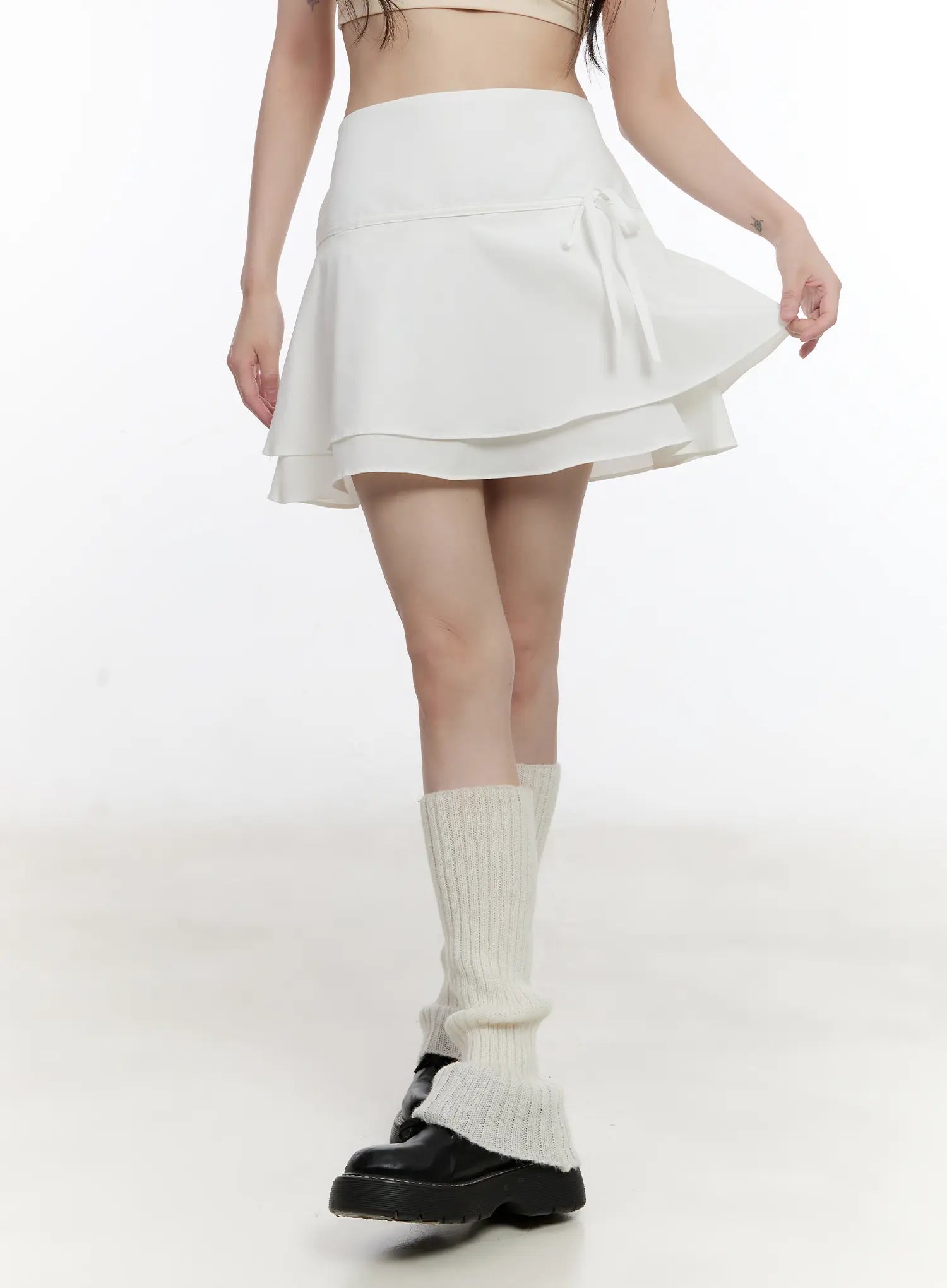 Layered Flare Ribbon Mini Skirt CL507