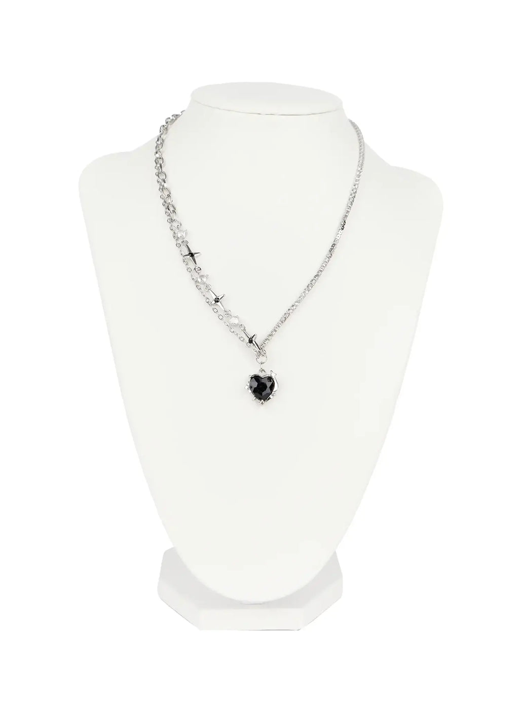 Half and Half Black Heart Necklace CO503