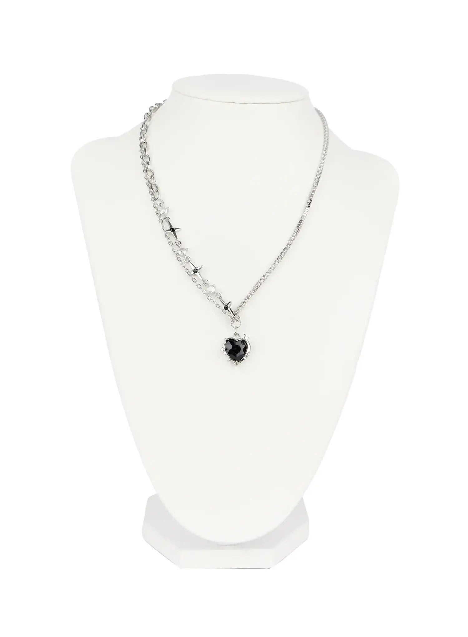 Half and Half Black Heart Necklace CO503