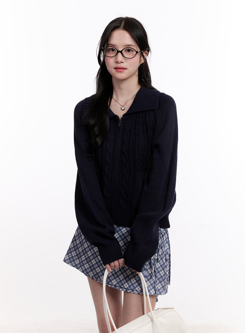 Cable Knit Zip-Up Cardigan CM526