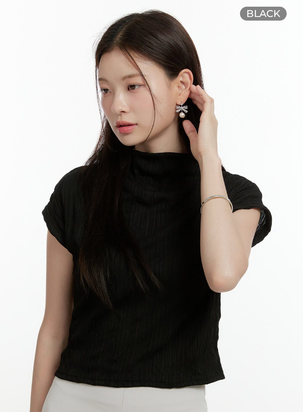 Mock Neck Textured Top OL423