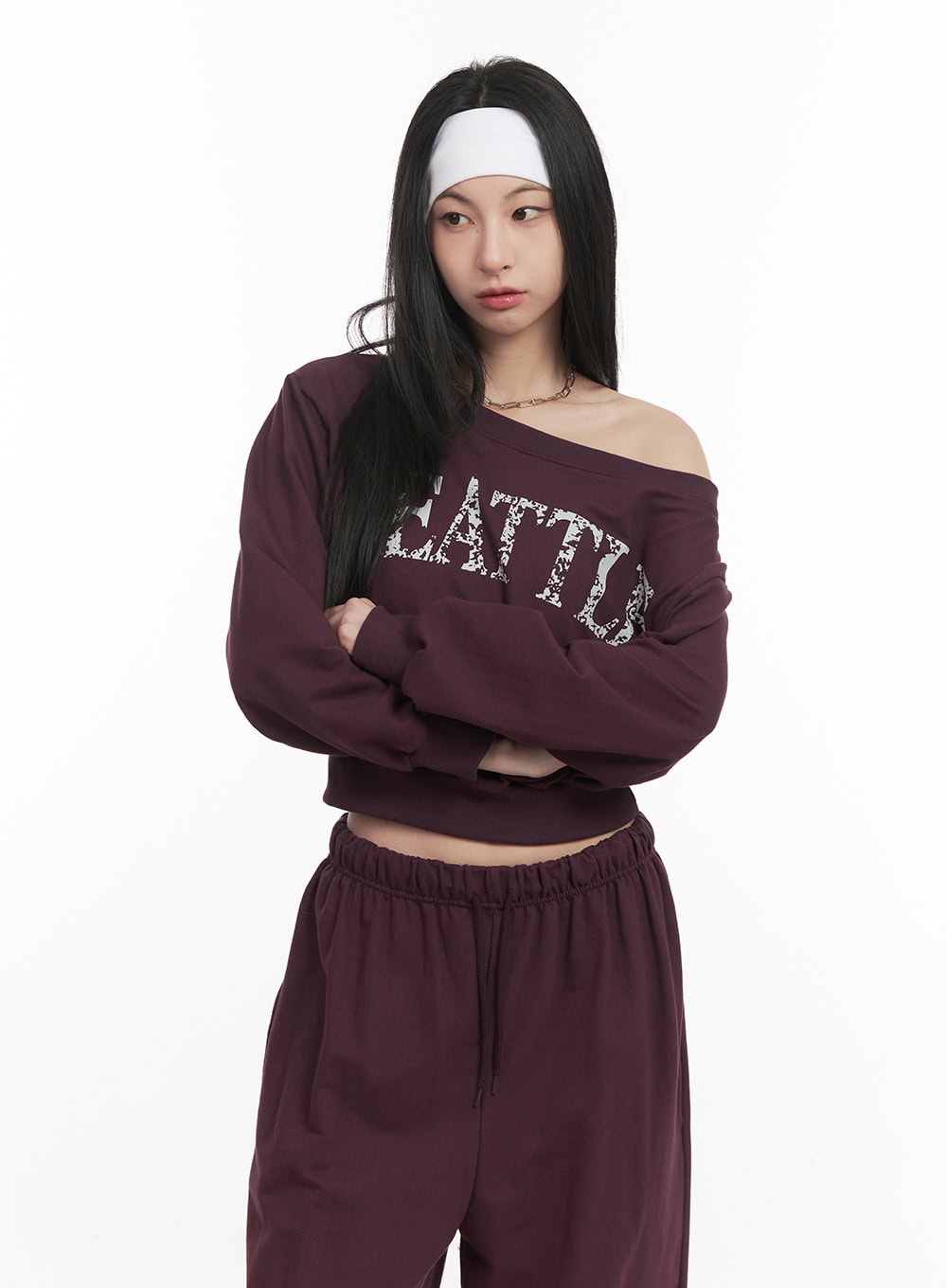 Soft Cotton Graphic Cropped Sweatshirt CF514