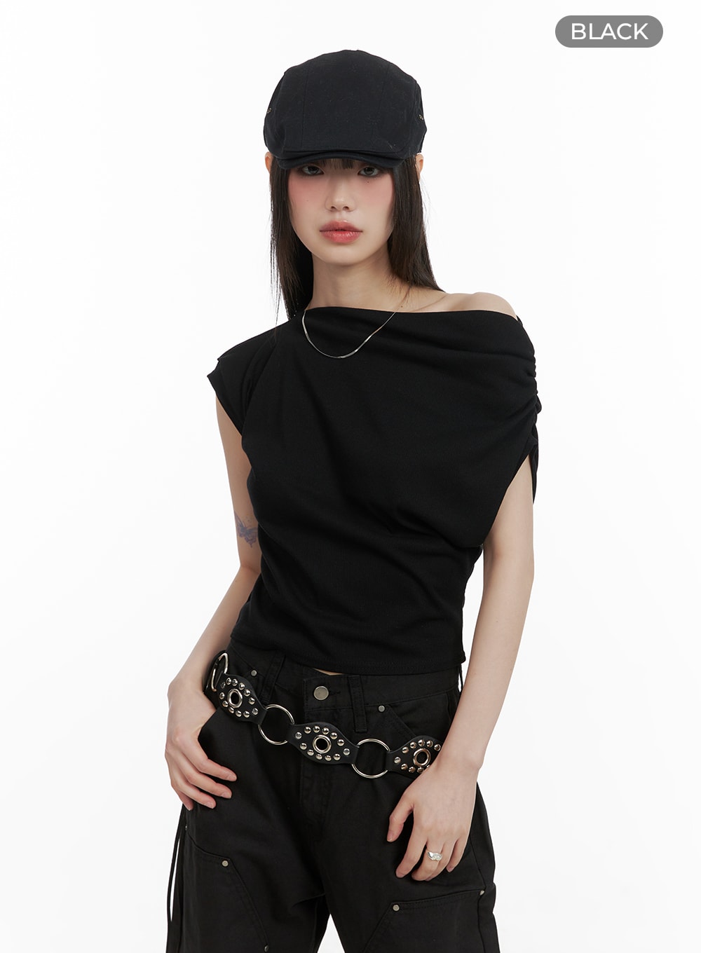 Shirred One-Shoulder Top CA419