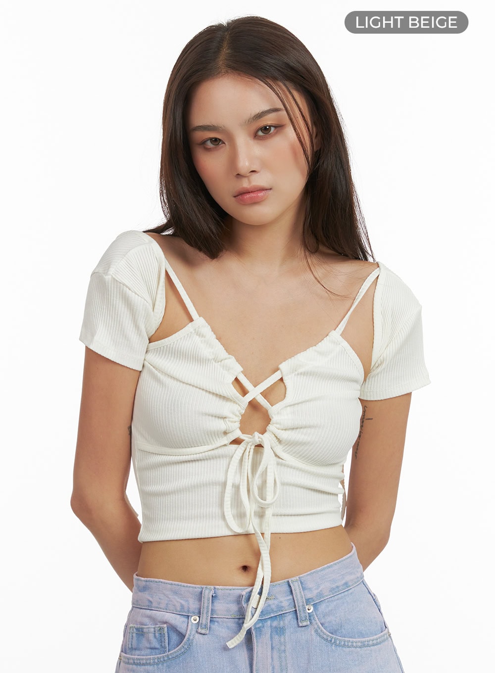 Cut-Out Short Sleeve Crop Top CY424