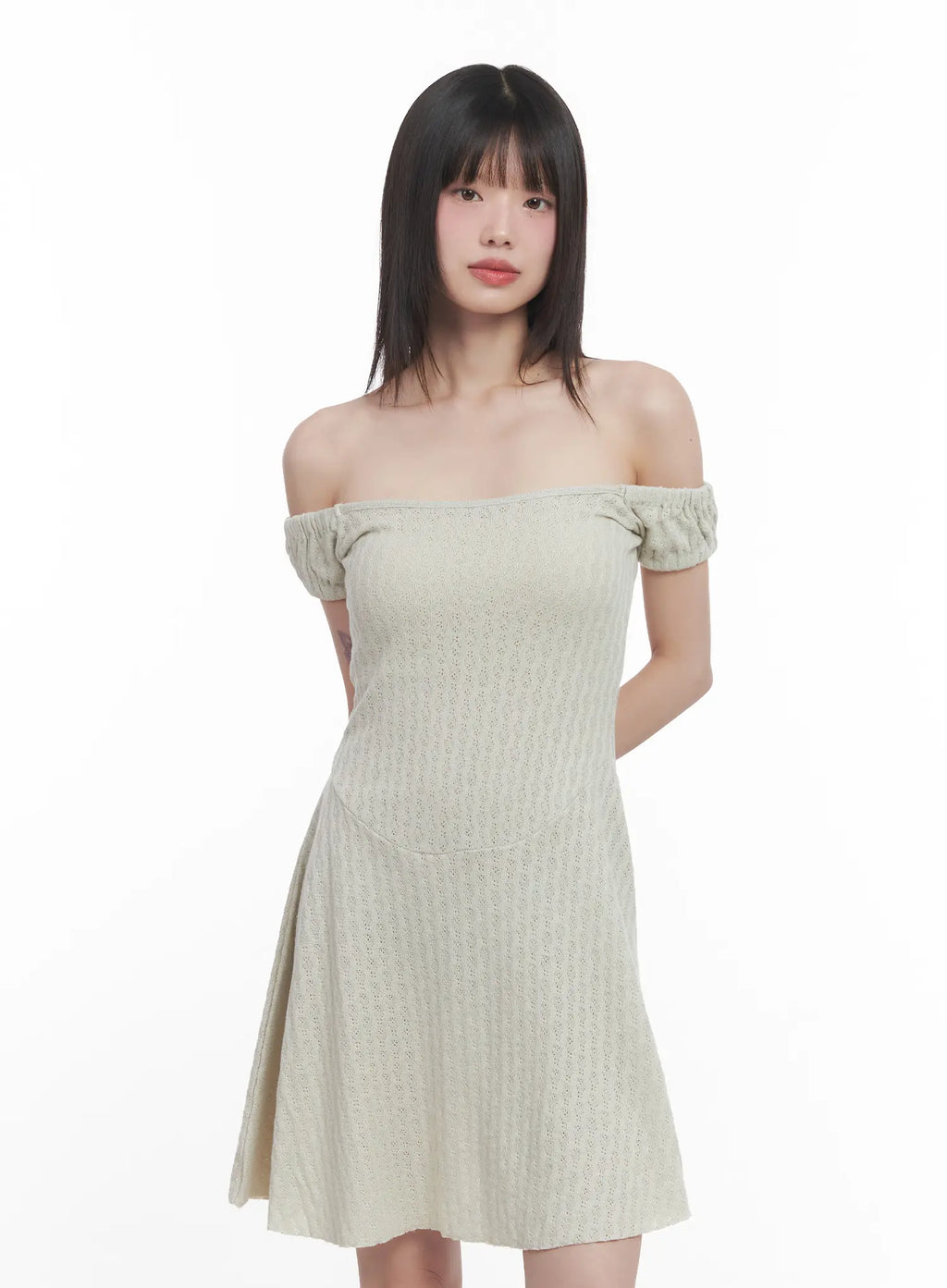 Off-Shoulder Flared Midi Dress CU518