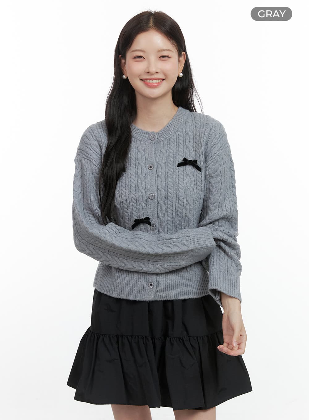 Cable Knitted Ribbon Cardigan OS423