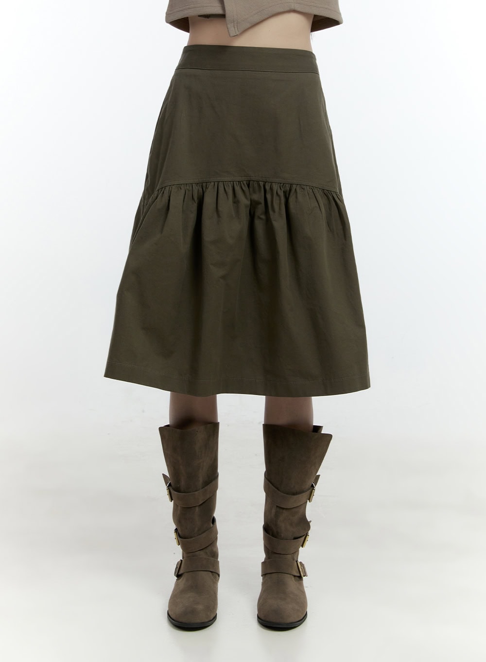 Flare Shirring Midi Skirt CF506