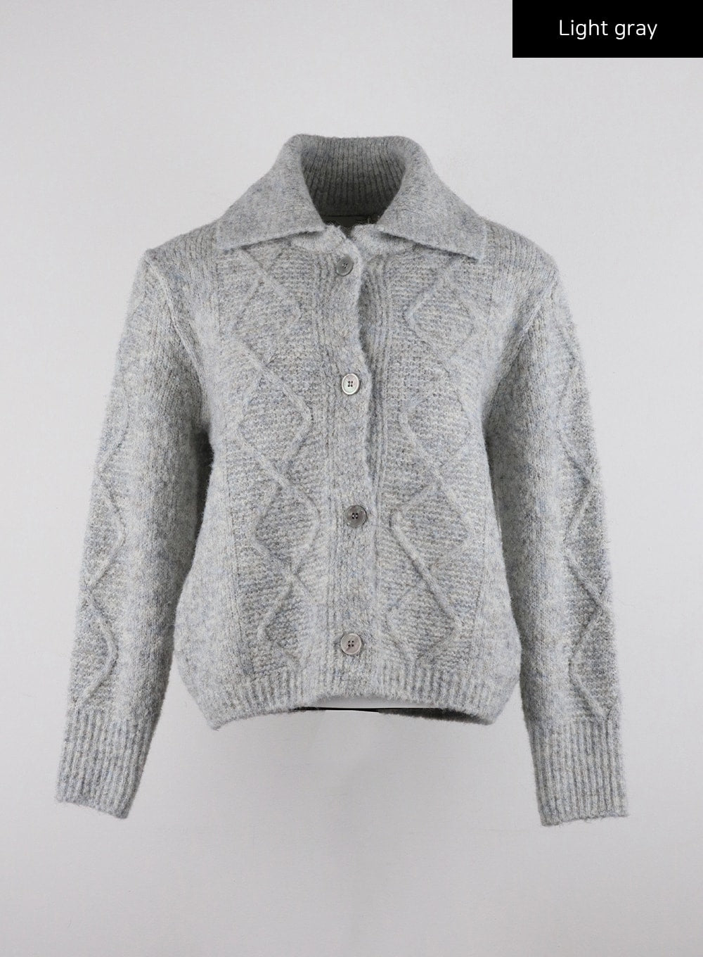 Recycled Polyester Collared Cable Knit Cardigan CD314