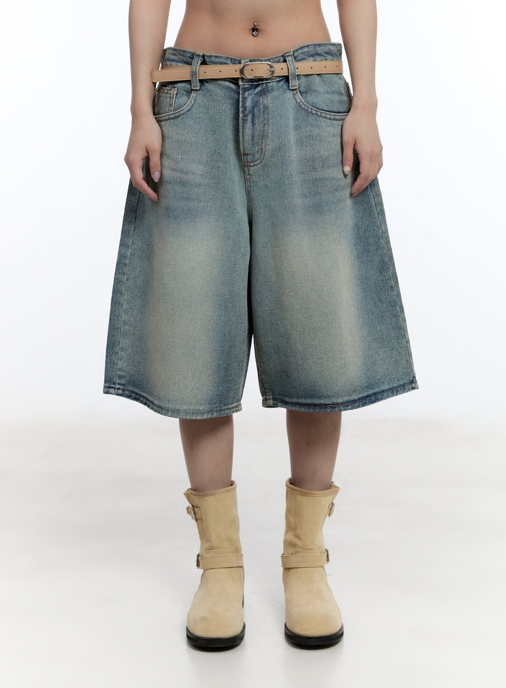 Washed Midi Baggy Jorts CY530