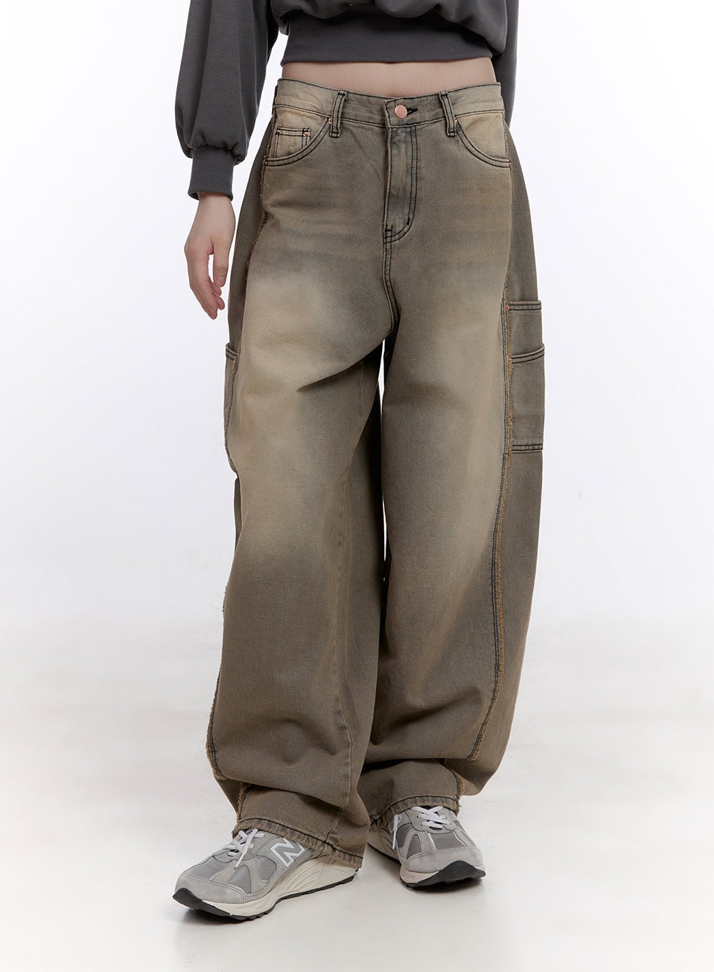 Sara Stitched Pocket Baggy Jeans CF512