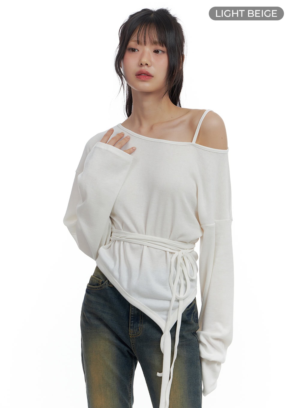 One-Shoulder Unbalanced Strap T-Shirt CS419