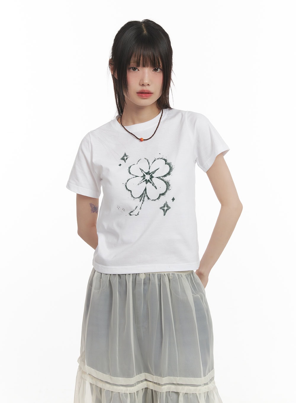 Clover Graphic Crop Top CF518