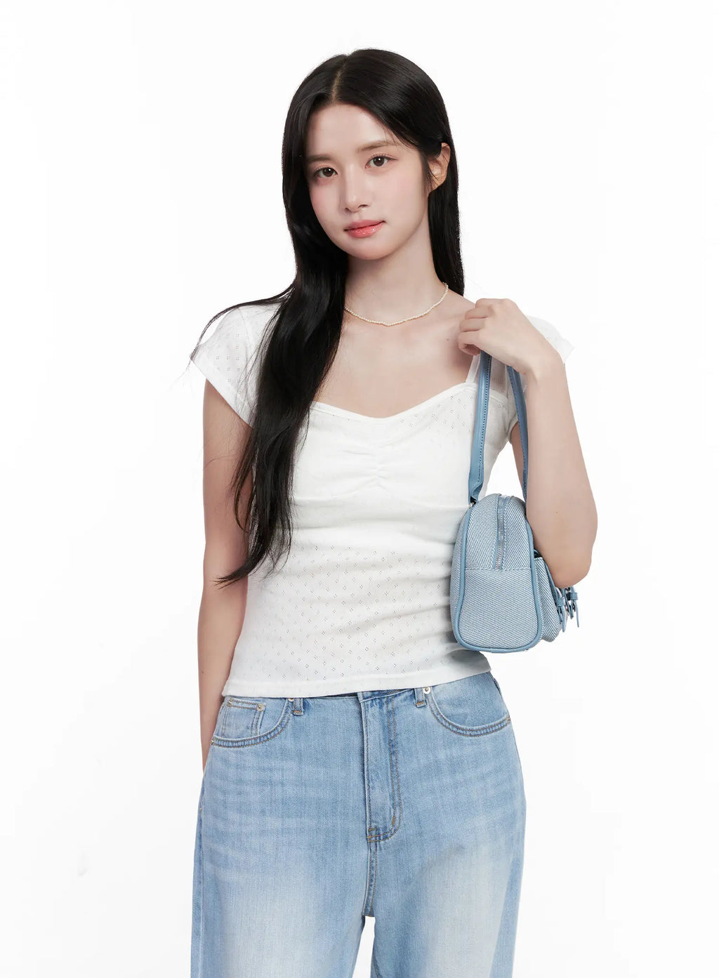 Shirred Cap-Sleeve Sweetheart Top CL515