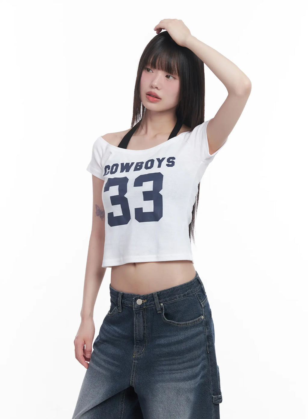 Cowboys Off-Shoulder Crop Tee CU518
