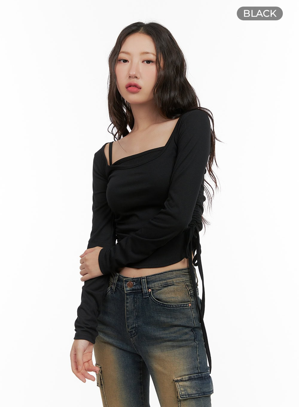 Shirred Square Neck Layered Top CG422