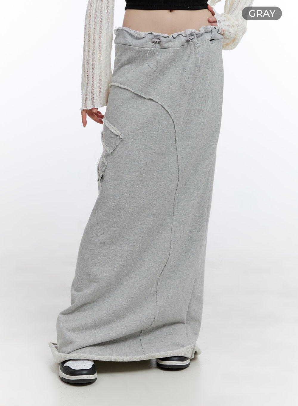 Distressed Sweat Maxi Skirt CG413