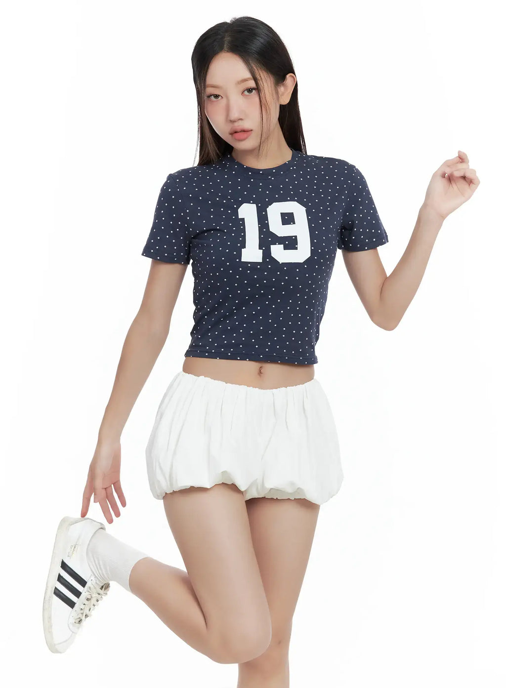 Polka Dot Graphic Crop Tee CL509