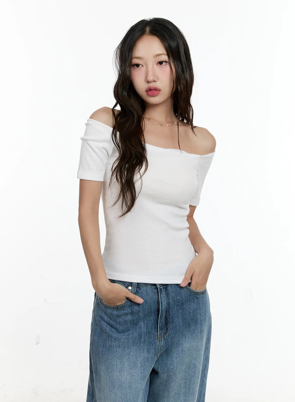 Basic Off-Shoulder Short-Sleeve Tee CG501