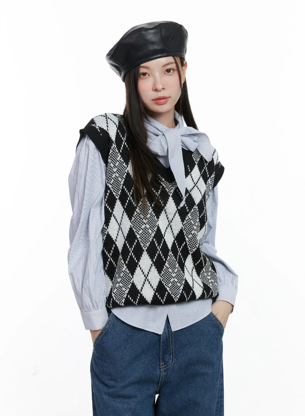 Argyle Pattern V-Neck Vest CO506