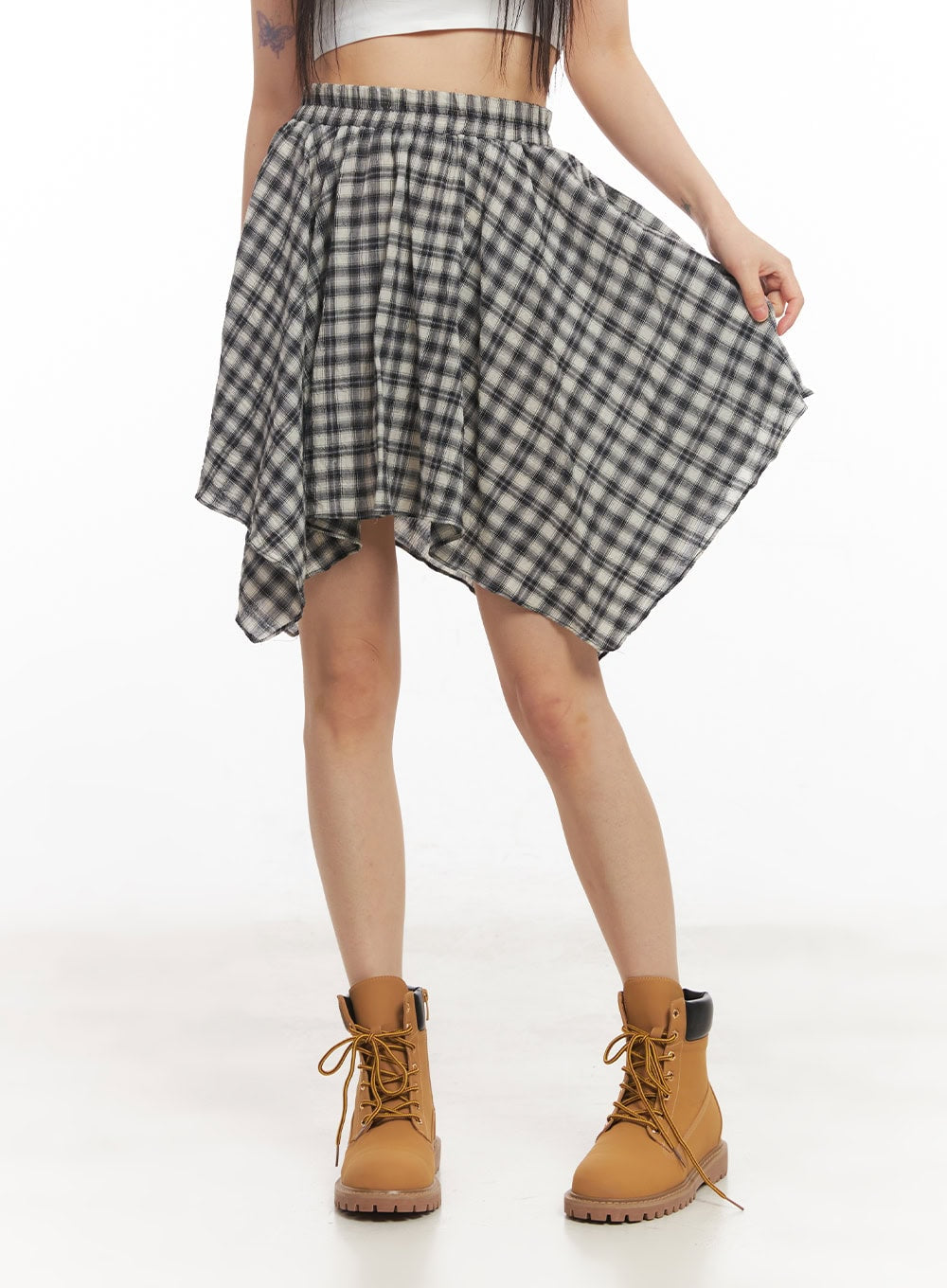 Plaid Ruffle Mini Skirt CA523