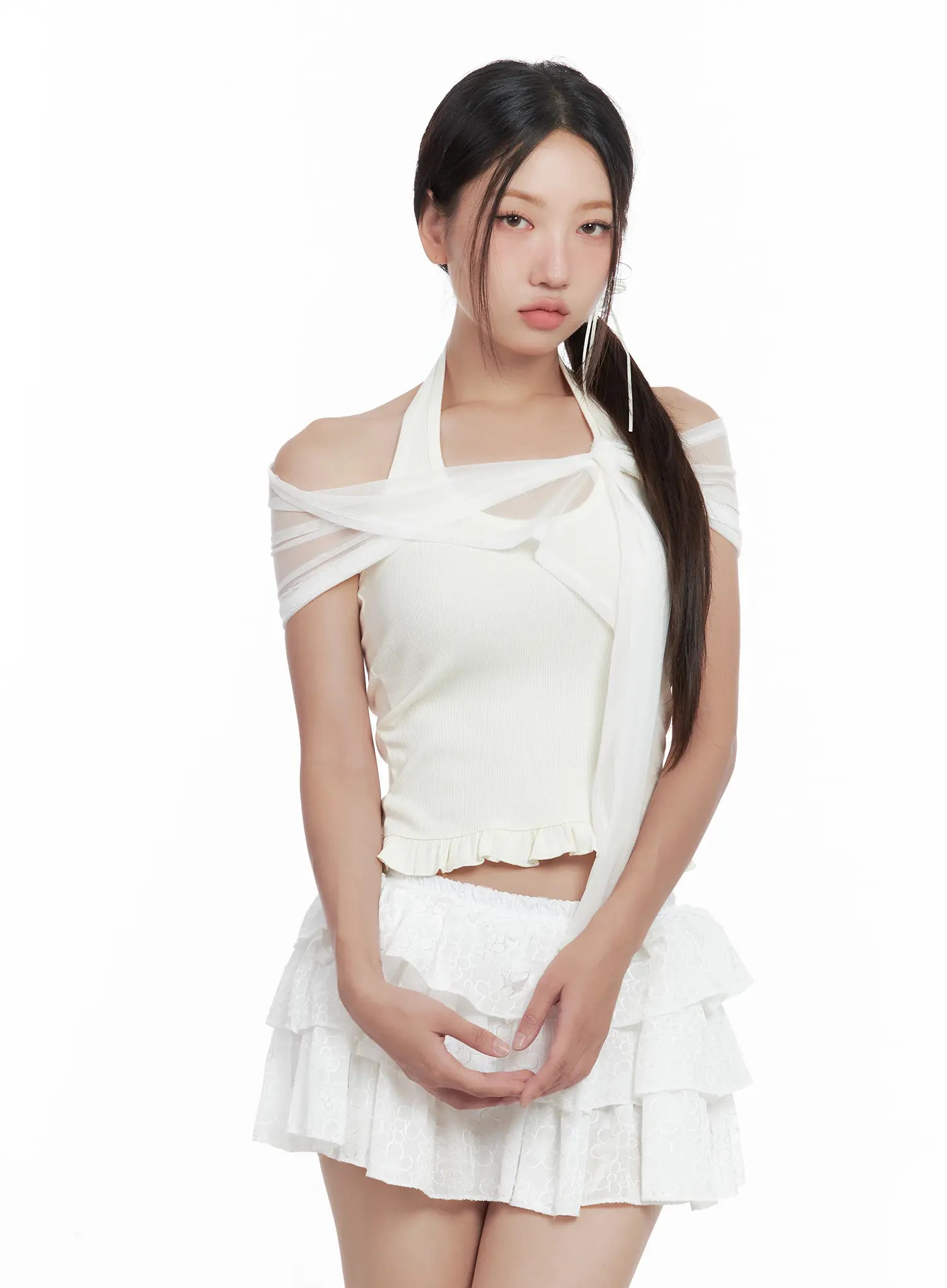 Sheer Layered Halter Tank CL509