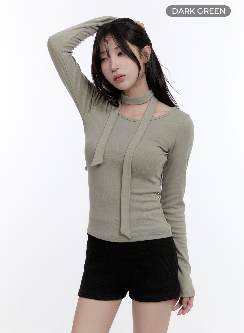 Elegant Long-Sleeve Muffler Top CO418