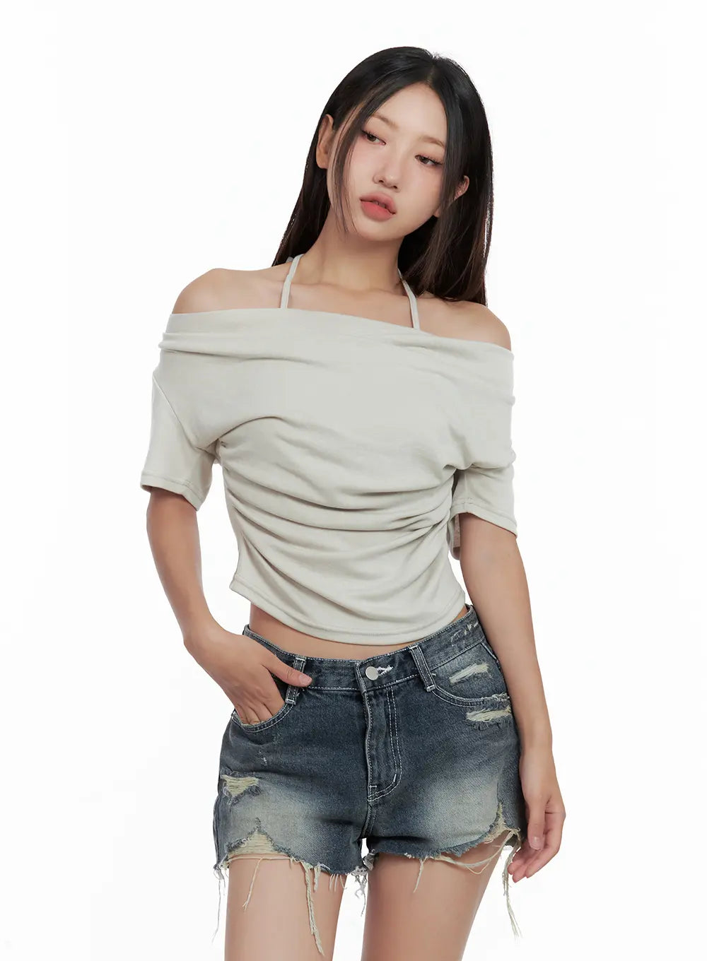 Draped Off-Shoulder Top CL508