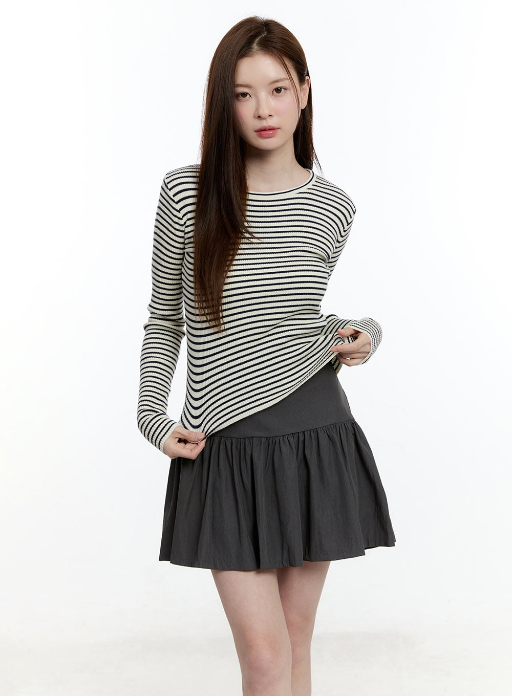 Striped Slim-Fit Long Sleeve Top CM521