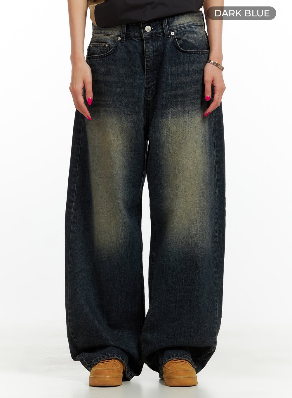 Solid Low Rise Baggy Jeans CU417