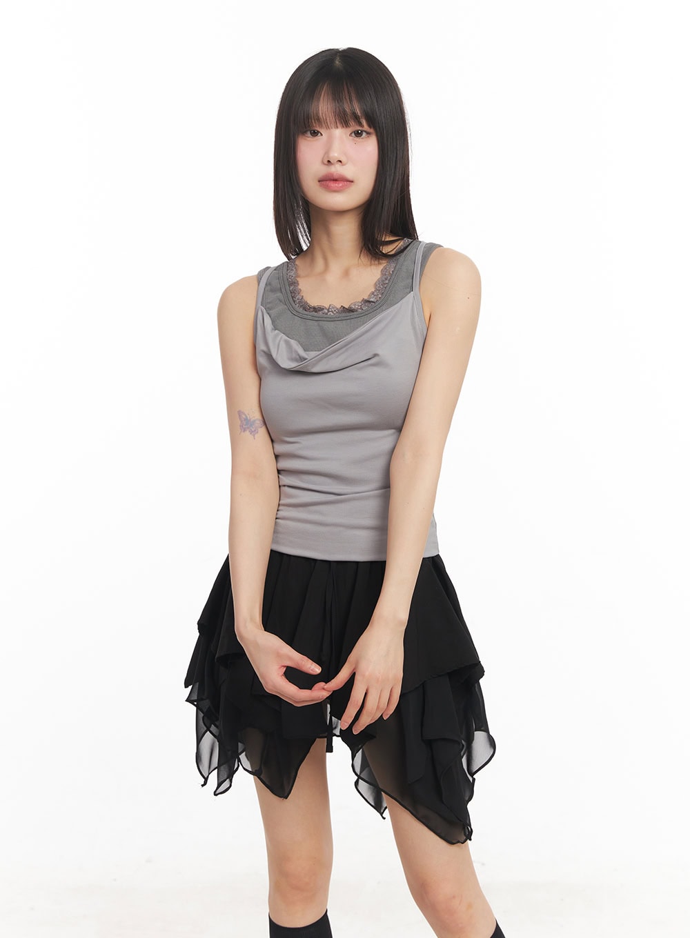 Slim-Fit Layered Lace Tank Top CA523