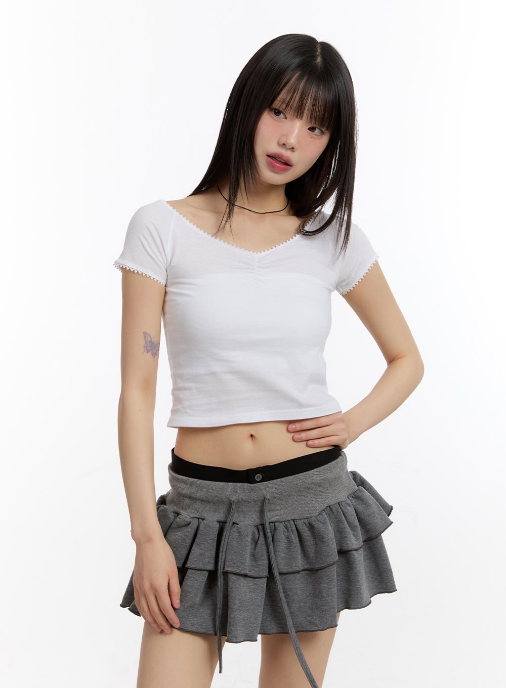 Lace V-Neck Crop Top CA508