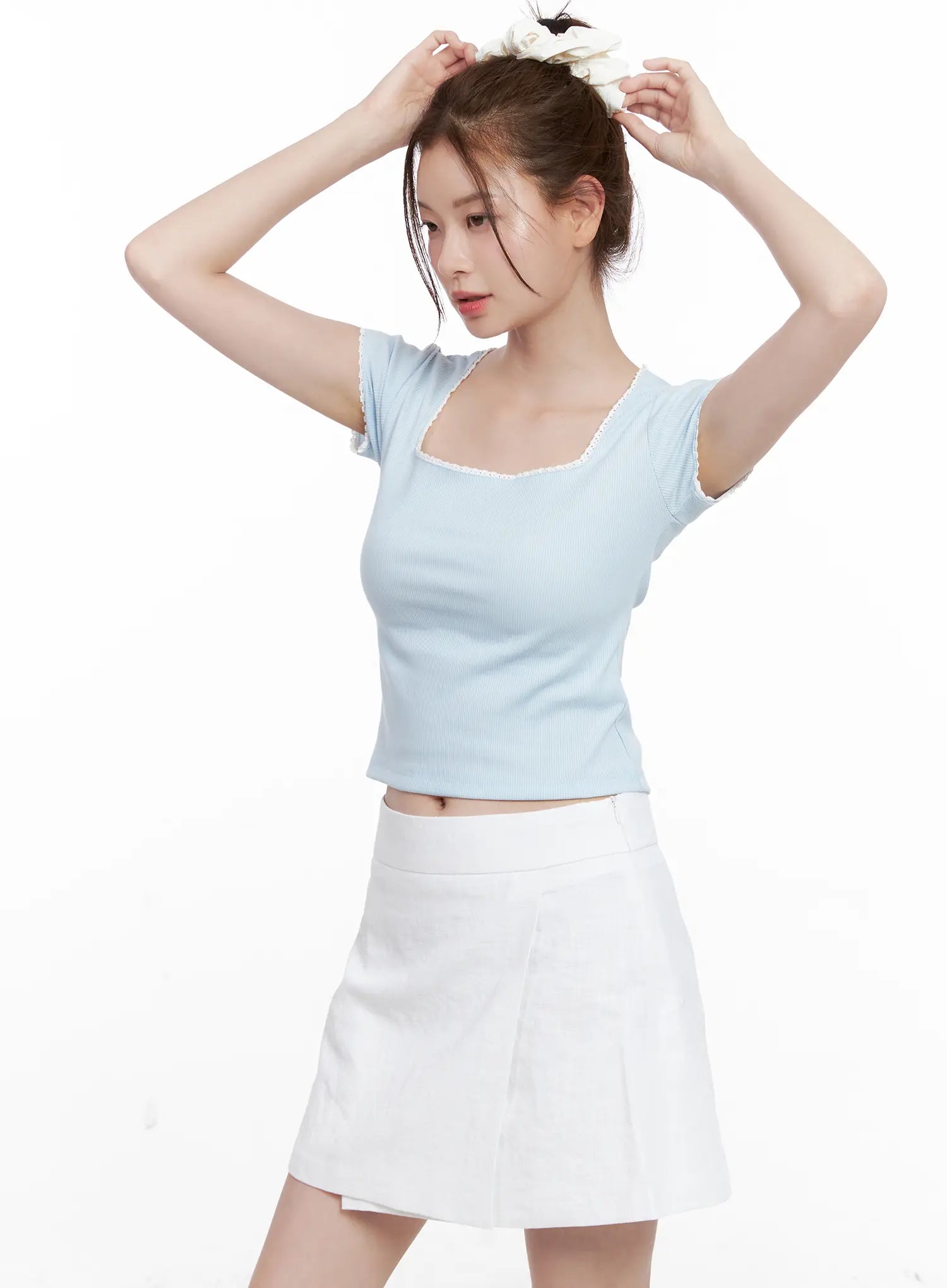 Ribbed Lace Baby Tee CL524