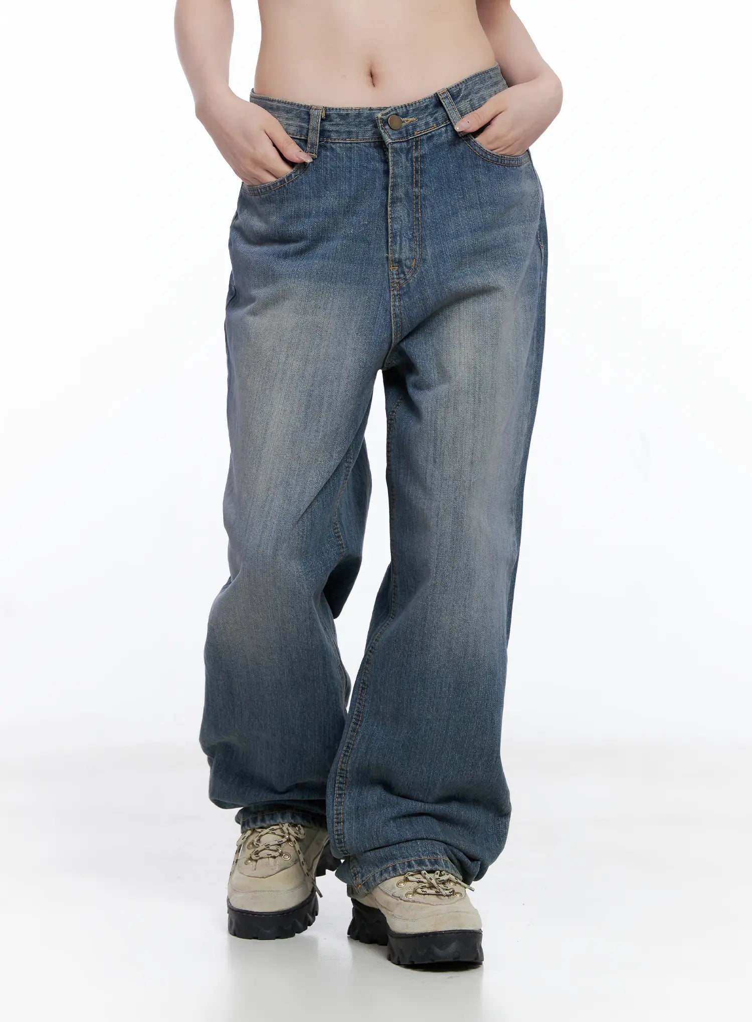 Lala Wide Leg Vintage Washed Jeans CG529