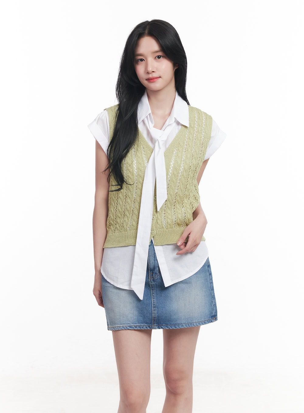 Knit Buttoned Vest Top CY523