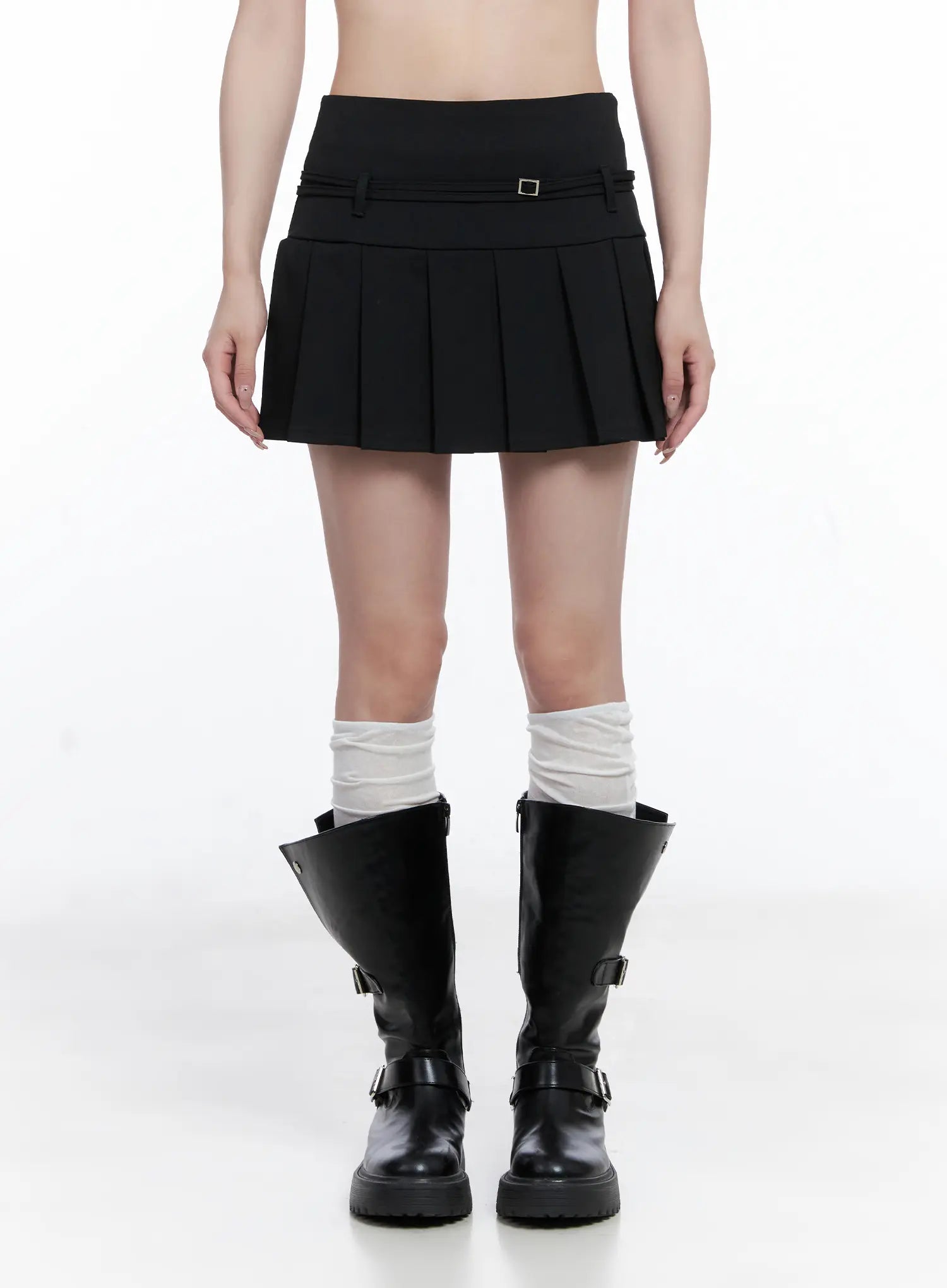 Pleated Mini Skirt with Belt Detail CG529