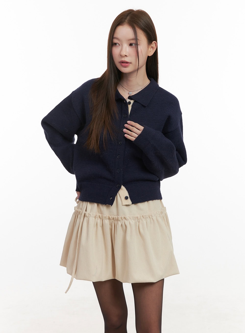 Solid Knit Buttoned Sweater OD418