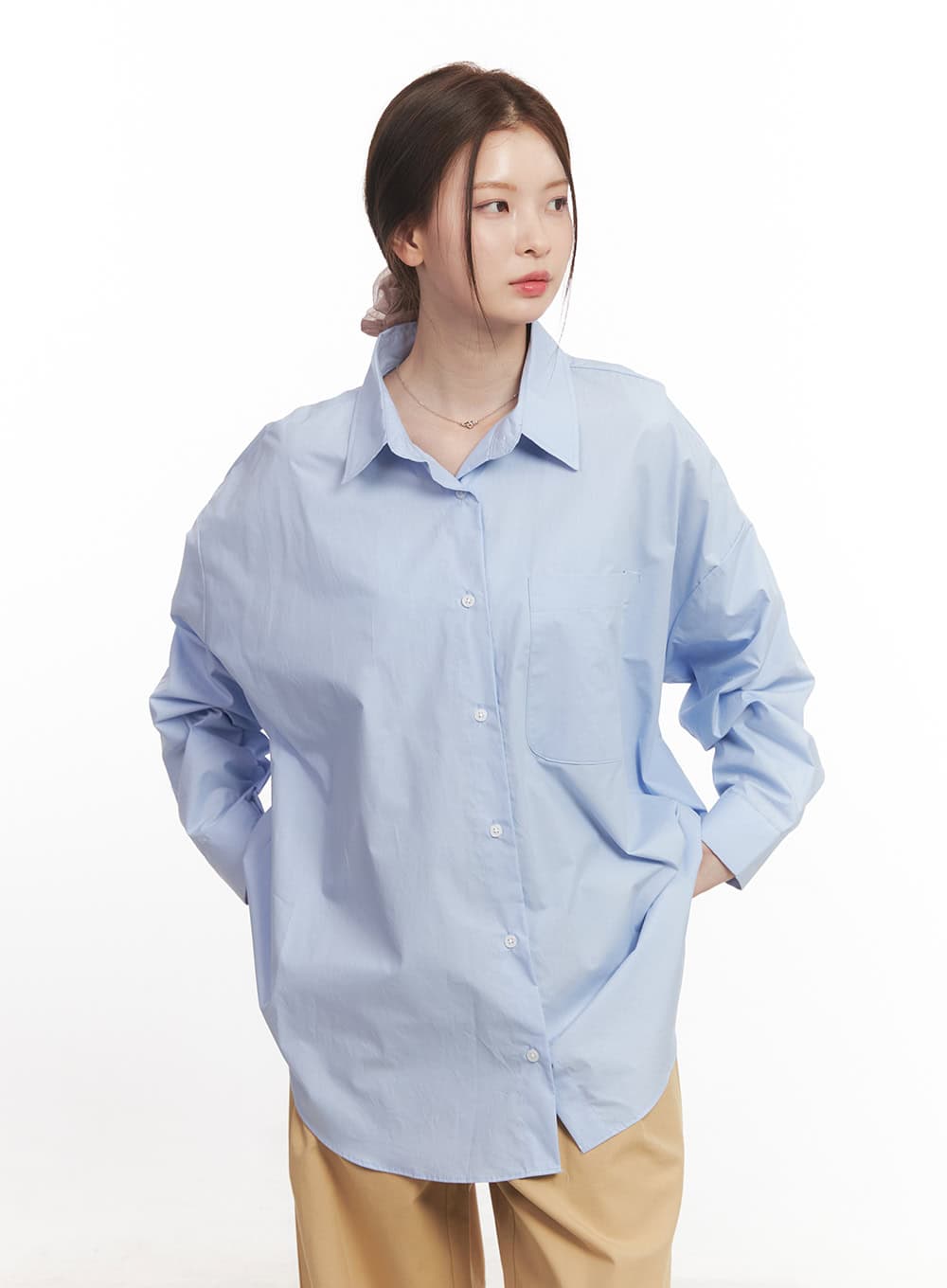 Cotton Oversized Button-Up Shirt CA502