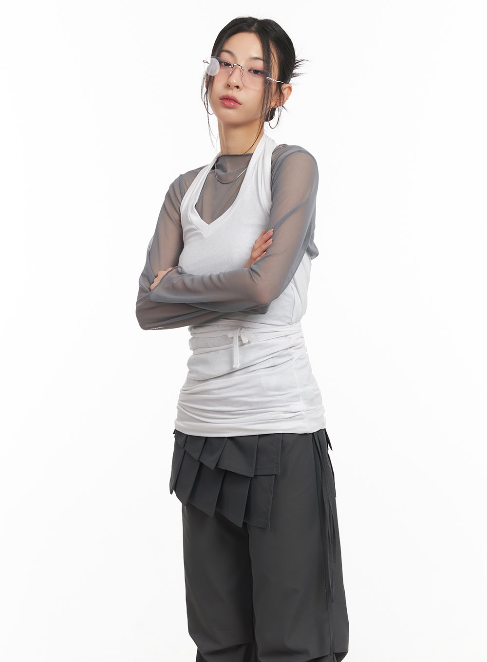 Halter-Neck Wrap Tank Top CM503