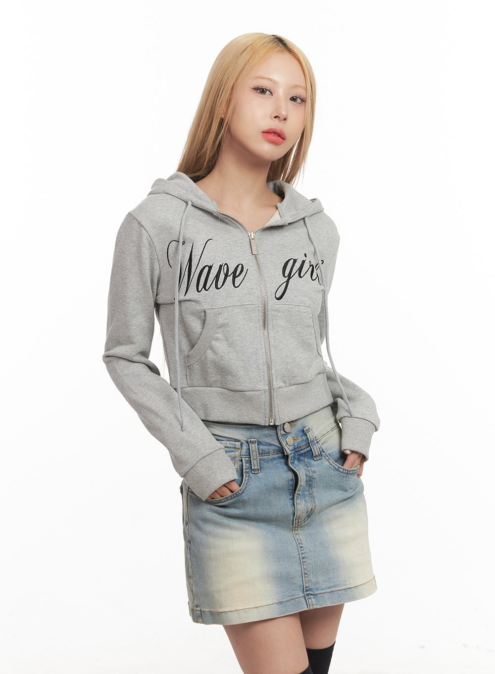 Wavegirl Zip-Up Hooded Crop Jacket CM506