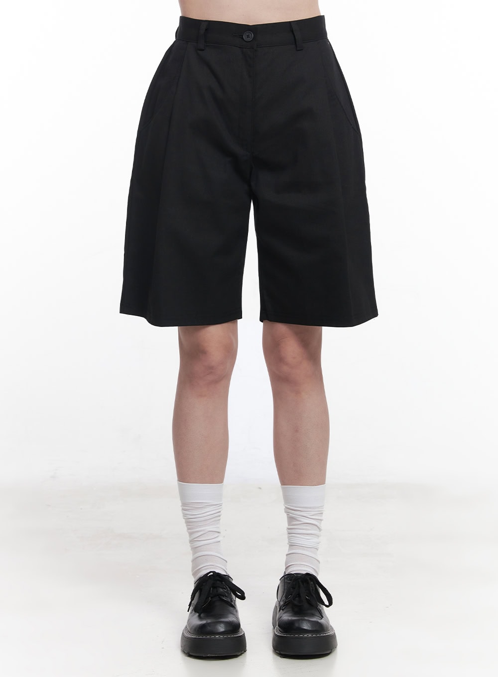 Cotton Pintuck Wide-Fit Shorts CY519