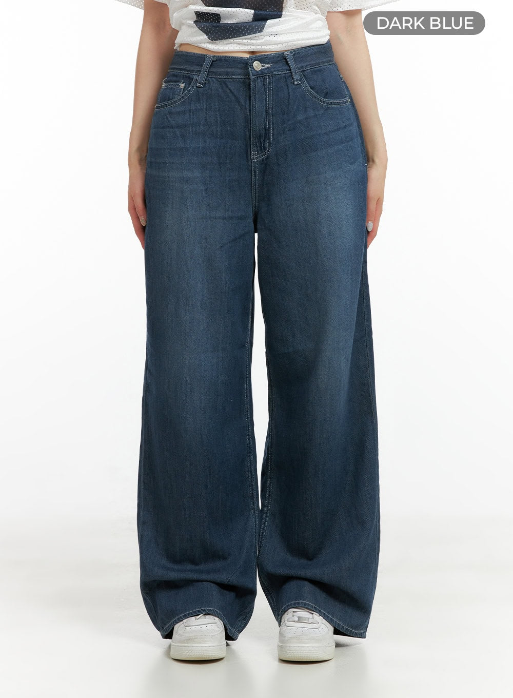 Solid Low Rise Baggy Jeans CL422