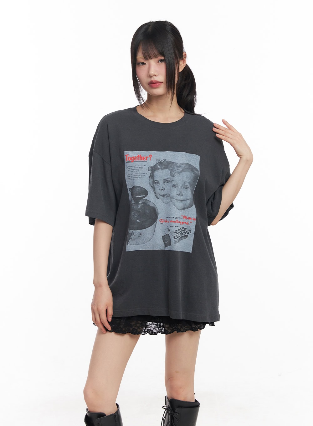 Oversized Cotton Graphic Tee CY512