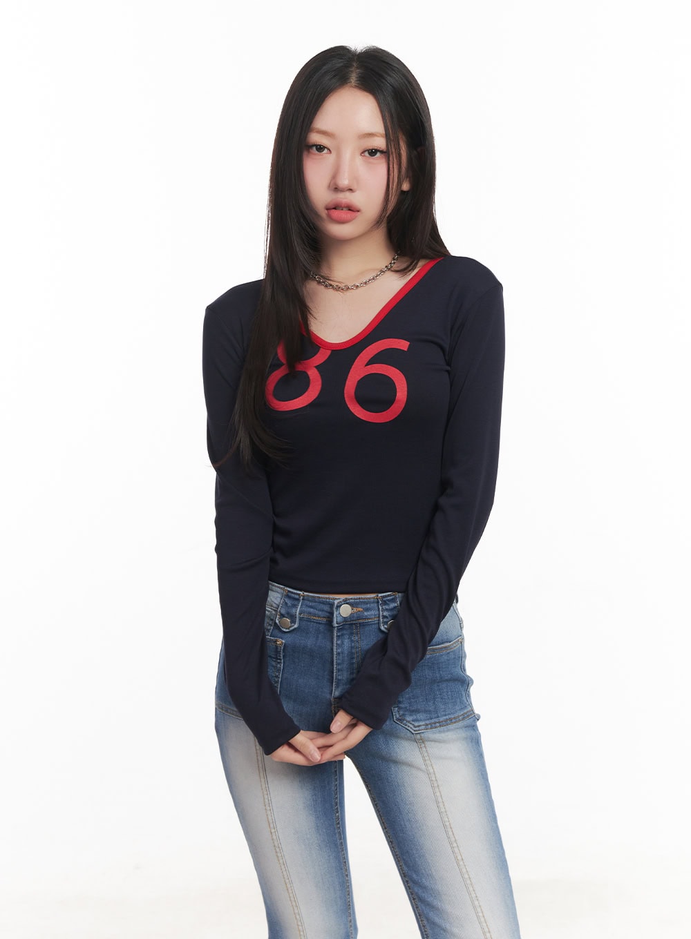 Casual Long-Sleeve Crop Top CA530