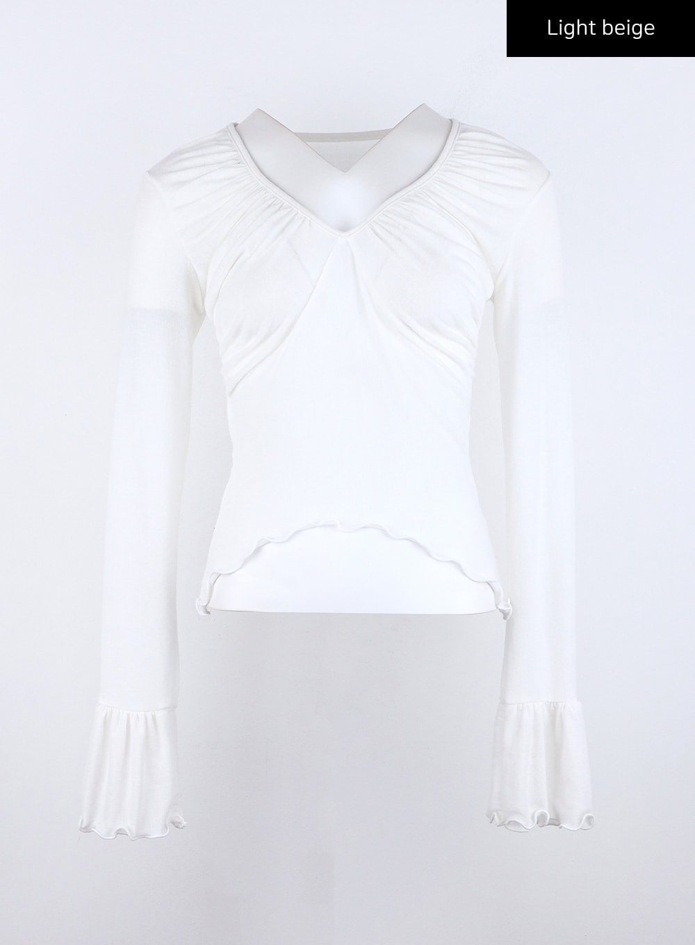 Mesh V-Neck Shirred Crop Top CO327