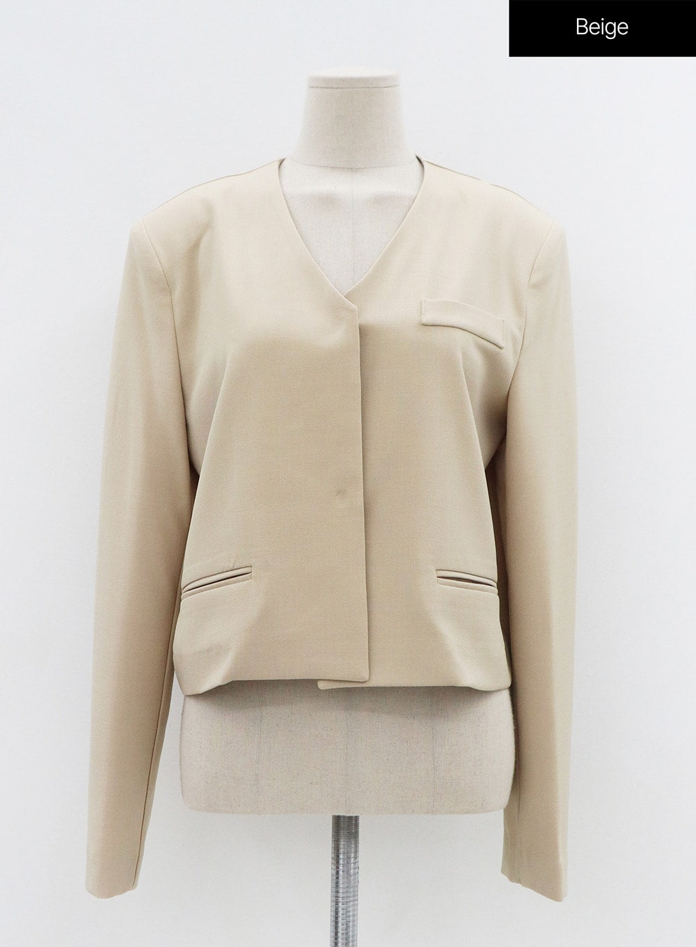 No Collar Semi Cropped Blazer OS13