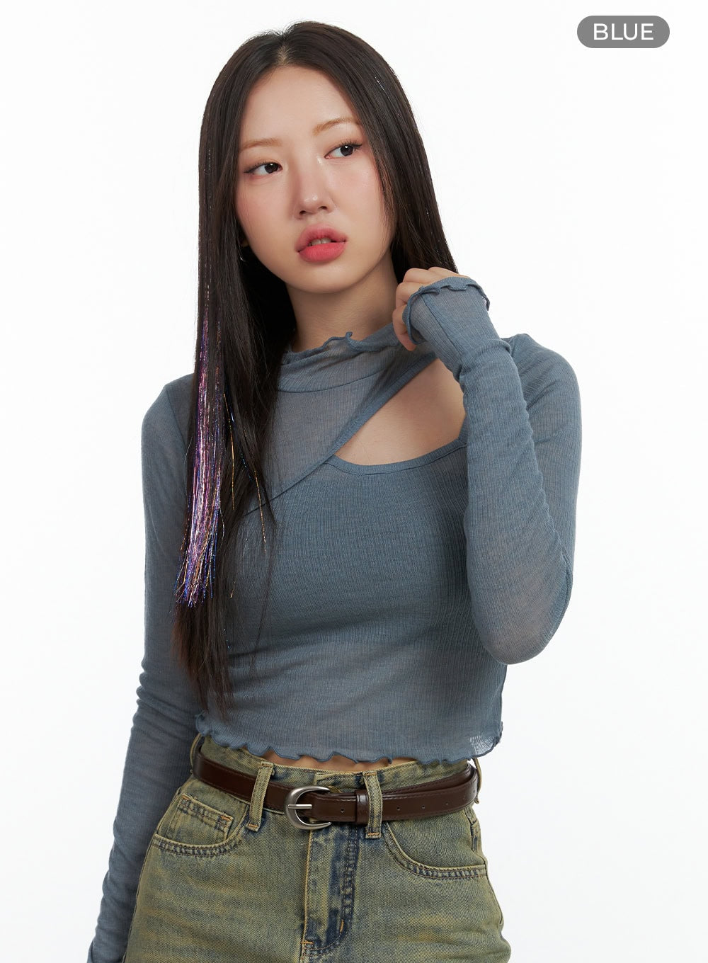 Sheer Crop Long Sleeve Tee OL408