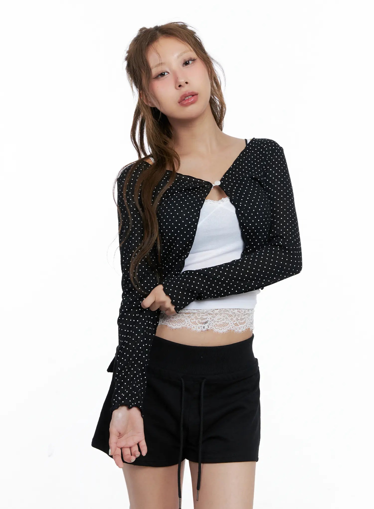 Polka Dot Cropped Cardigan CL510